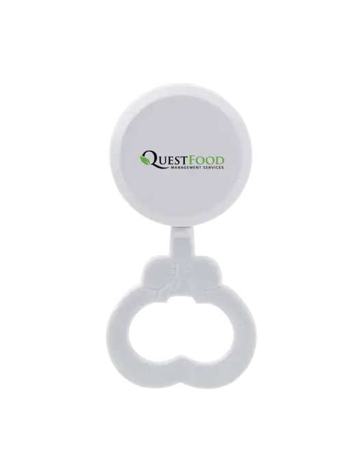 White Baby Rattle w/Quest Food Logo