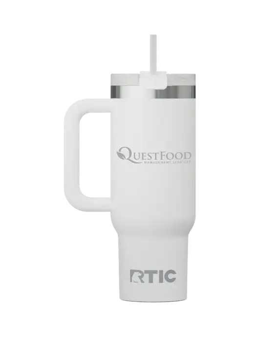 RTIC Road Trip 30oz White Tumbler w/Quest Food Logo