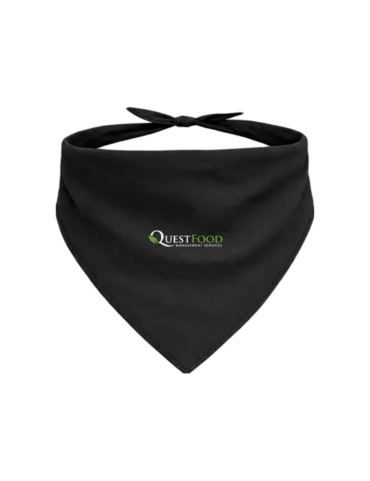 Black Pet Bandana Large w/Quest Food Logo