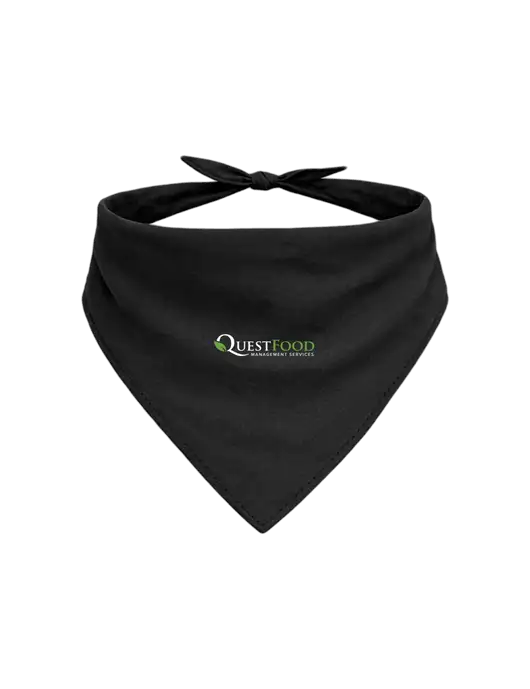 Black Pet Bandana Small w/Quest Food Logo