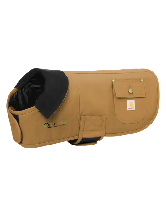 Carhartt Dog Dark Tan Chore Coat w/Quest Food Logo