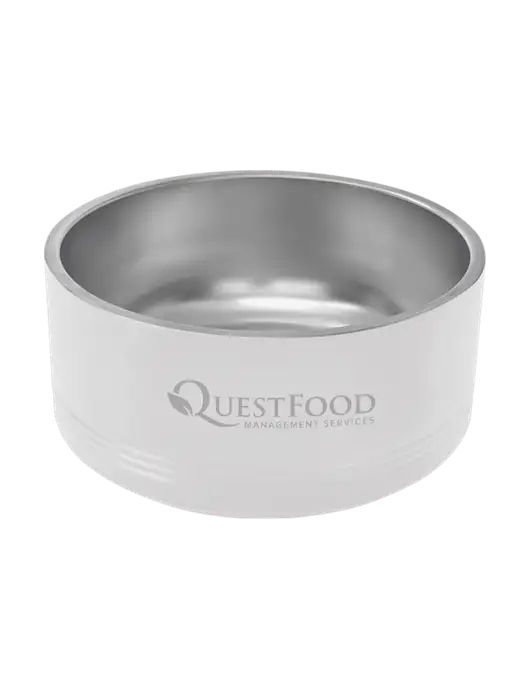 Polar Camel 64 oz. Large White Pet Bowl w/Quest Food Logo