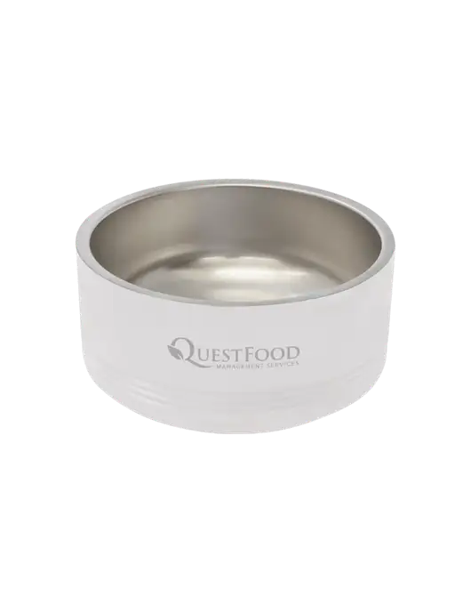 Polar Camel 32 oz. Medium White Pet Bowl w/Quest Food Logo