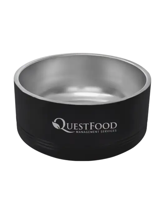 Polar Camel 64 oz. Large Black Pet Bowl w/Quest Food Logo
