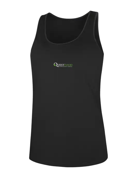 Womens Black PosiCharge Competitor Racerback Tank w/Quest Food Logo