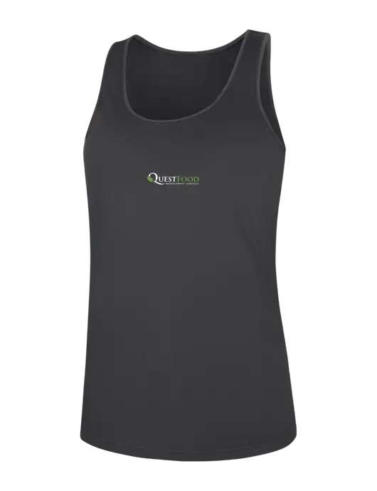 Womens Dark Grey PosiCharge Competitor Racerback Tank w/Quest Food Logo