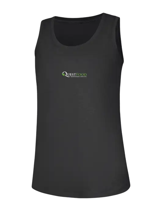 Womens Black Frost Perfect Tri Racerback Tank w/Quest Food Logo