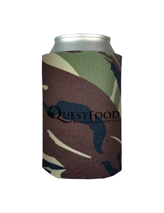 Woodland Camo Foam Coolie w/Quest Food Logo