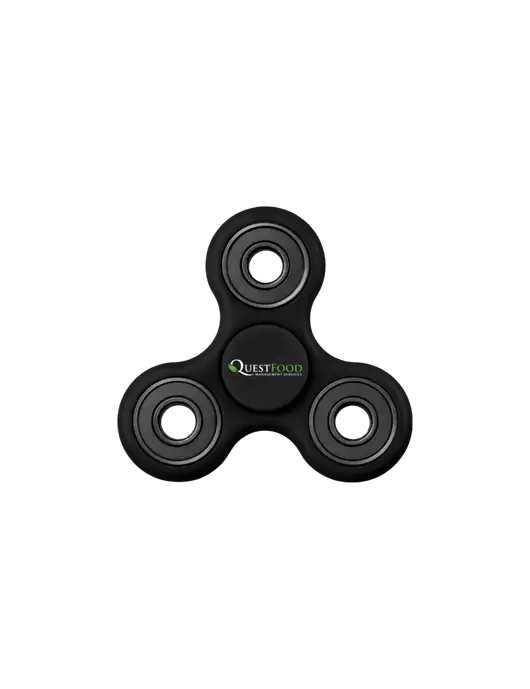 Black Fidget Spinner w/Quest Food Logo