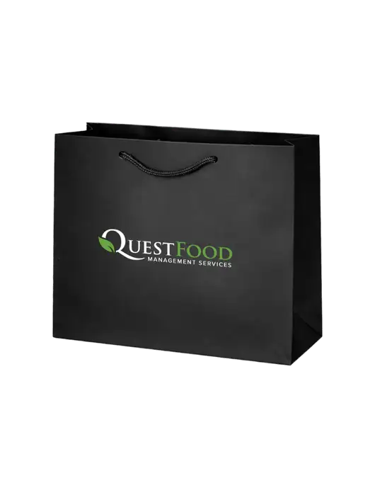 Gift Bag Black Matte 9 x 7 w/Quest Food Logo