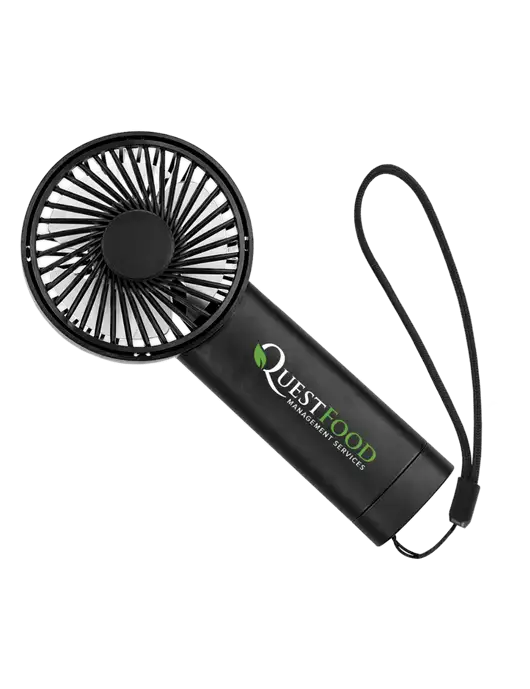 Airpulse 3-Speed Rechargeable Black Fan w/Quest Food Logo