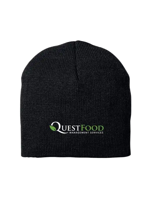 Black Beanie Cap w/Quest Food Logo
