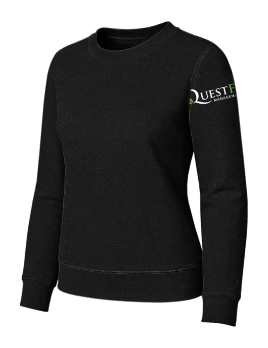 Womens Black Loft Crewneck Sweatshirt w/Quest Food Logo