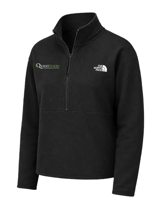 The North Face Womens Black Double-Knit 1/2-Zip Fleece w/Quest Food Logo