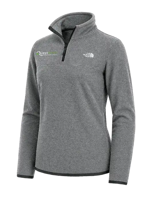 The North Face Womens Dark Medium Grey Heather Glacier 1/4-Zip Fleece w/Quest Food Logo